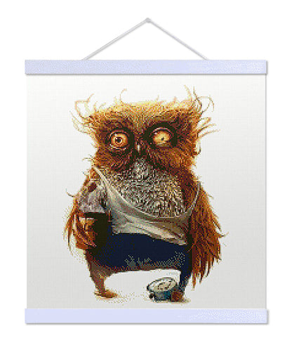 Owl Needs Coffee - Premium Diamond Painting Kit