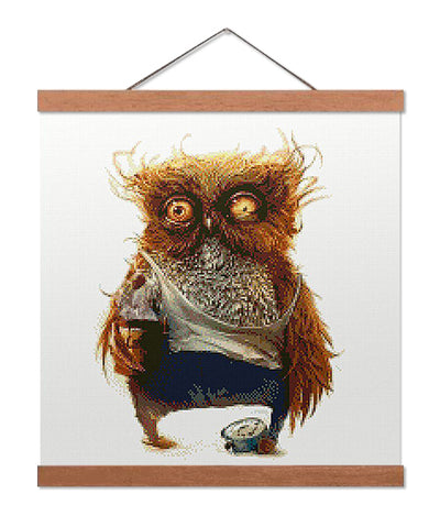 Owl Needs Coffee - Premium Diamond Painting Kit