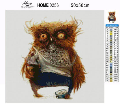 Owl Needs Coffee - Premium Diamond Painting Kit