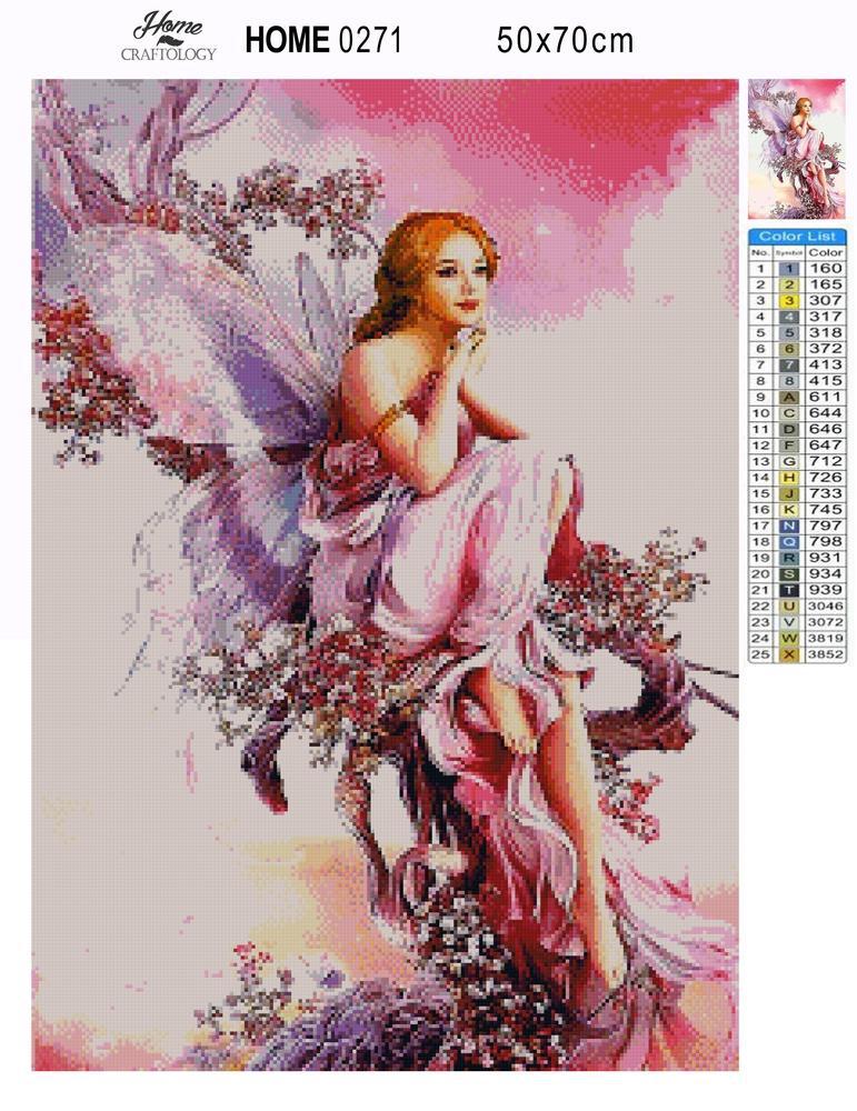 Beautiful Pink Fairy Premium DIY Diamond Painting Kit Full