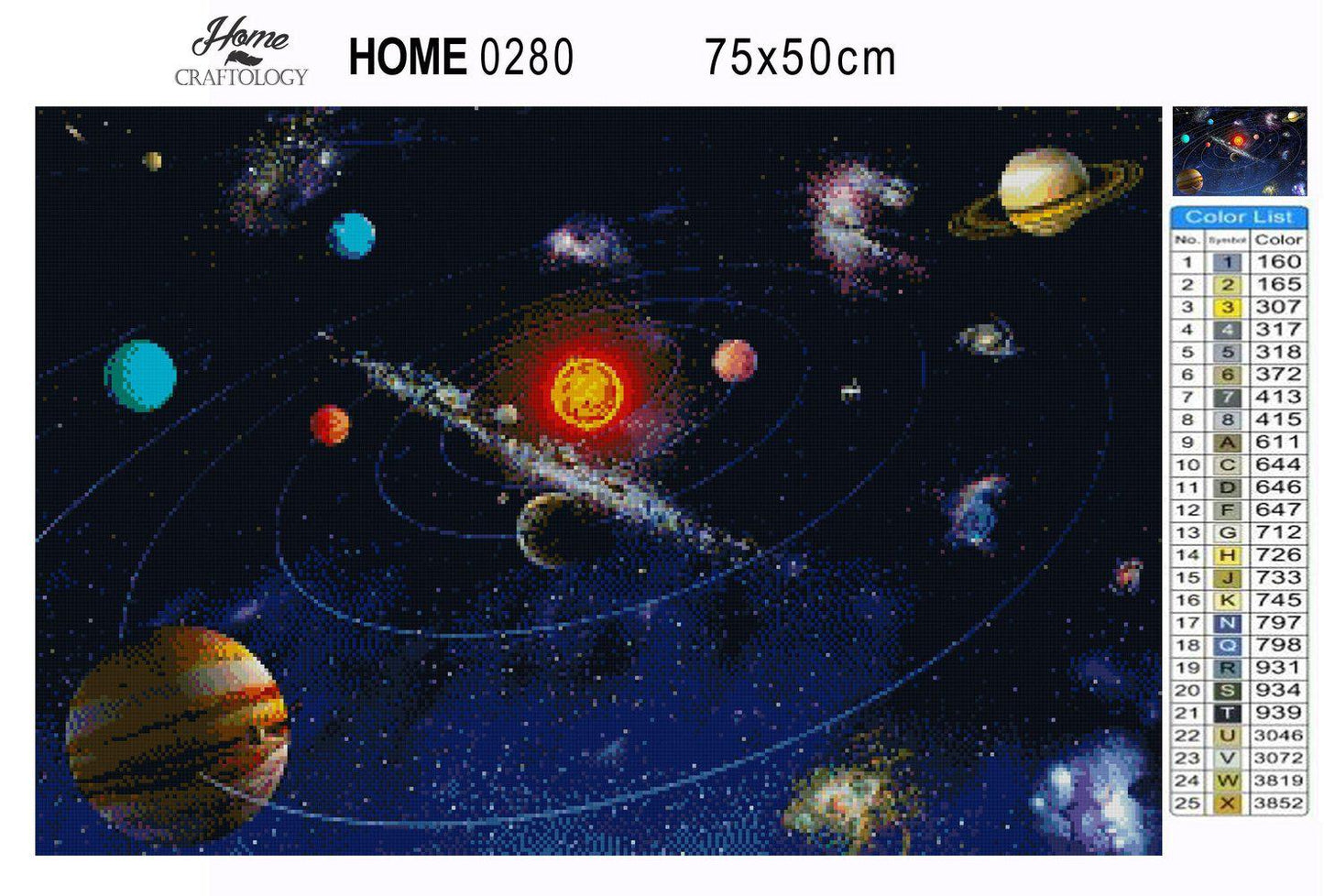 Planets Orbiting the Sun - Premium Diamond Painting Kit