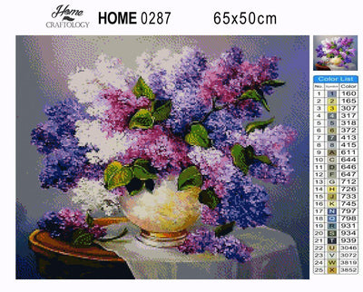 Purple and White Flowers - Premium Diamond Painting Kit