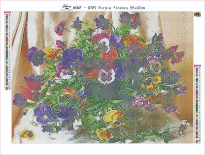 Purple Flowers - Premium Diamond Painting Kit