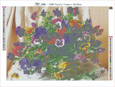 AB Purple Flowers - Premium Diamond Painting Kit