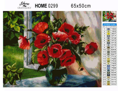 Red Flowers - Premium Diamond Painting Kit