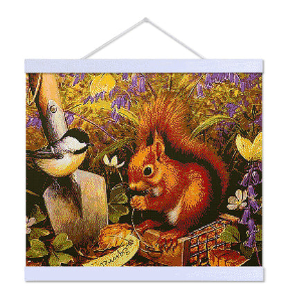 Squirrel and Bird - Premium Diamond Painting Kit