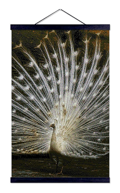 White Peacock with Open Feathers - Premium Diamond Painting Kit