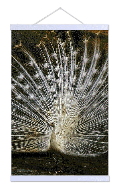 White Peacock with Open Feathers - Premium Diamond Painting Kit