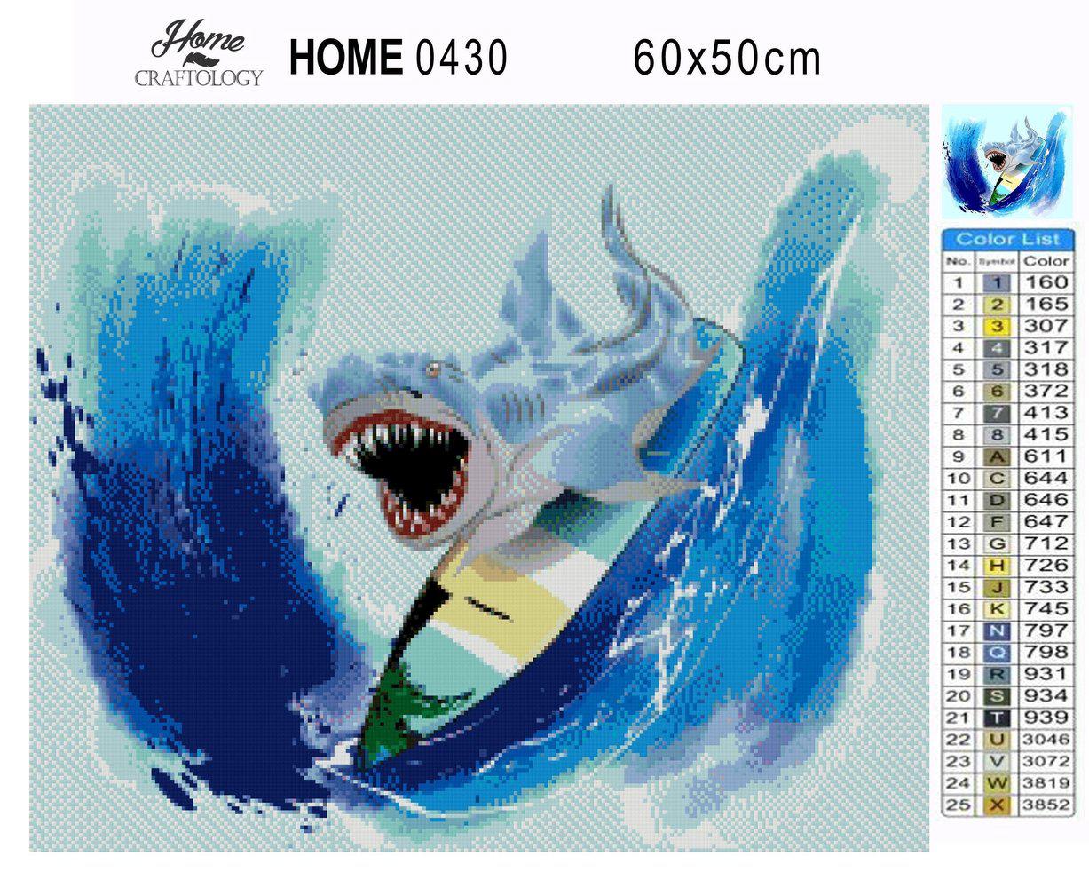 Surfing Shark - Premium Diamond Painting Kit