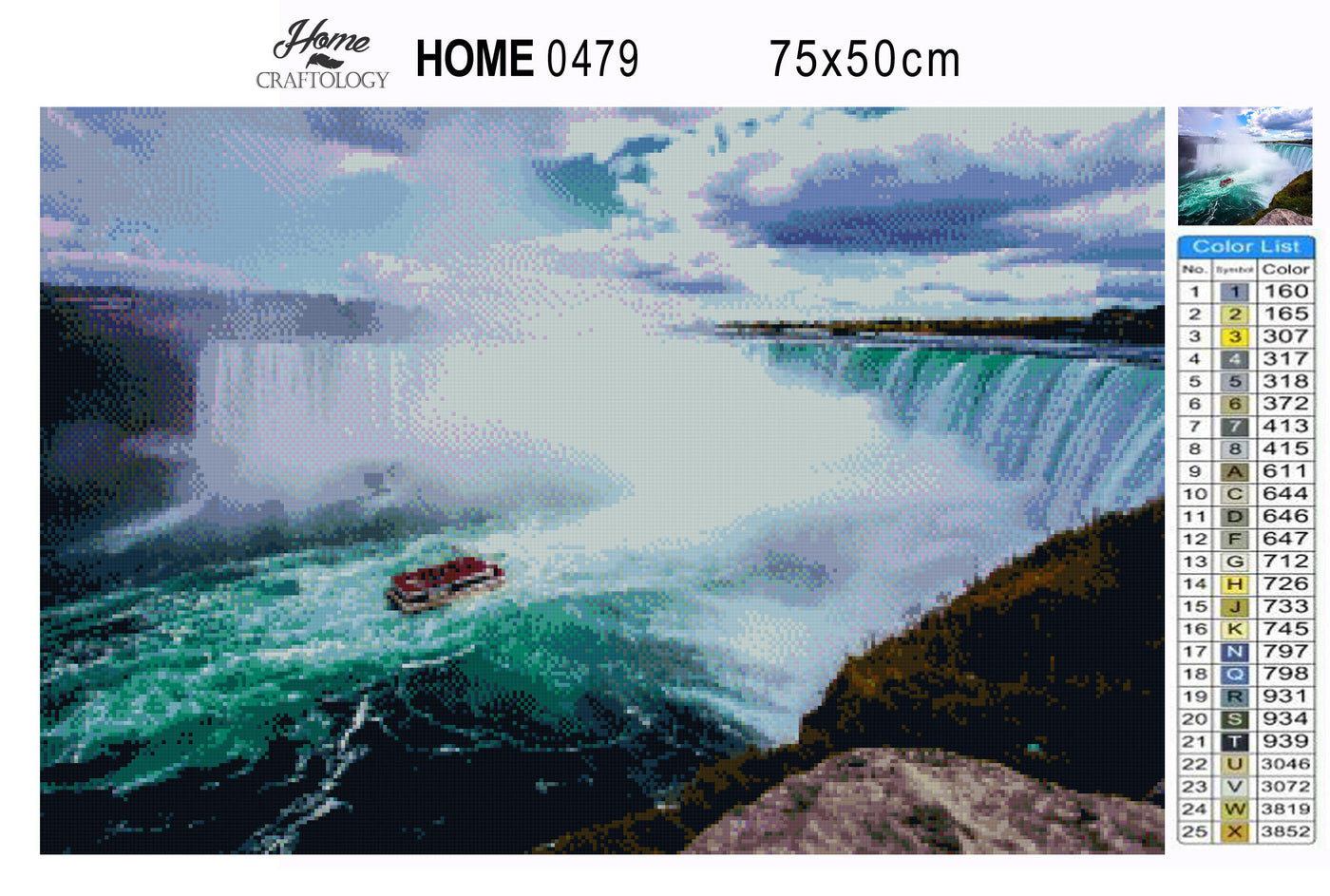 Boat by the Niagara Falls - Premium Diamond Painting Kit