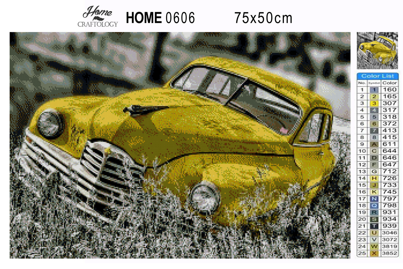 Yellow Vintage Car - Premium Diamond Painting Kit
