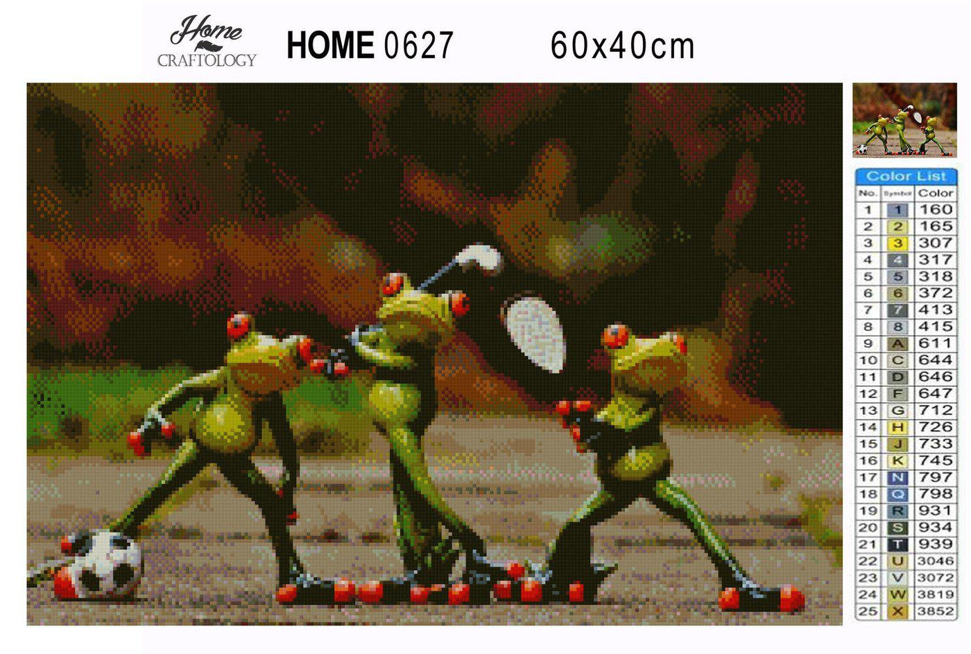 Frogs Playing Sports - Premium Diamond Painting Kit
