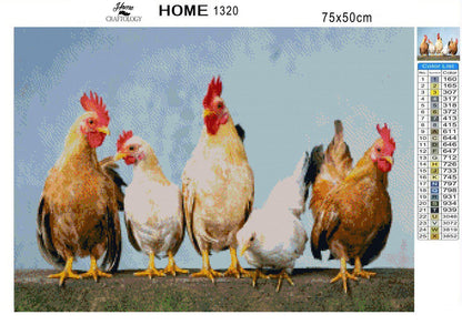 Five Chickens - Premium Diamond Painting Kit