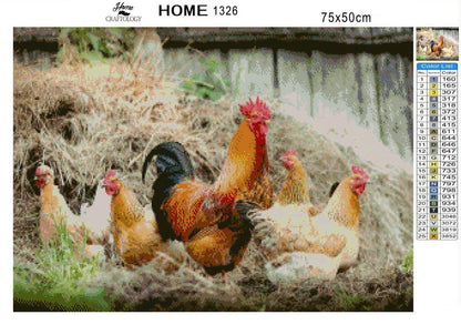 Rooster and Hens - Premium Diamond Painting Kit