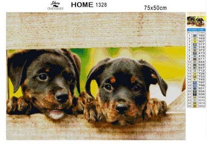 Rottweiler Puppies - Premium Diamond Painting Kit