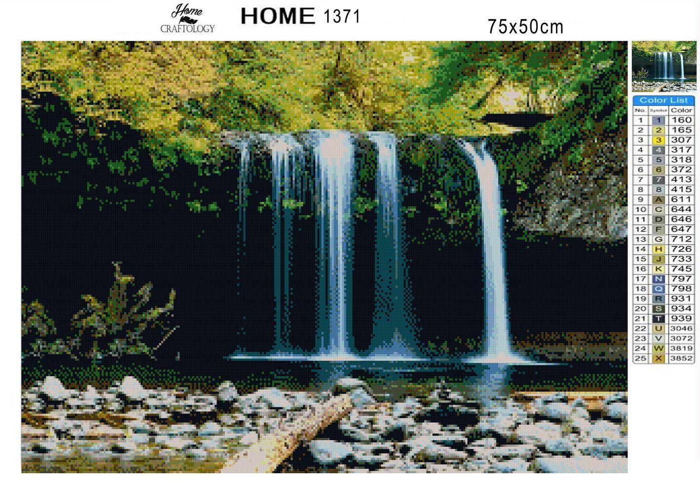 Serene Waterfall - Premium Diamond Painting Kit