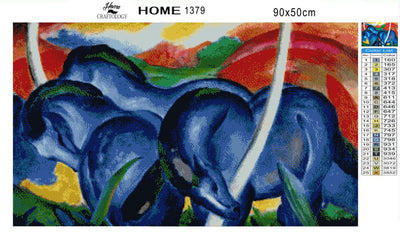 Blue Horses - Premium Diamond Painting Kit