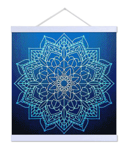 Blue Floral Mandala - Premium Diamond Painting Kit