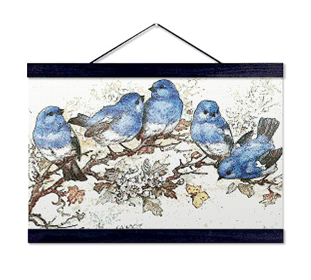 Blue Birds and Blossoms - Premium Diamond Painting Kit