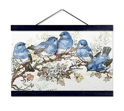 Blue Birds and Blossoms - Premium Diamond Painting Kit