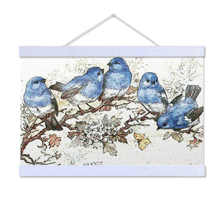 Blue Birds and Blossoms - Premium Diamond Painting Kit