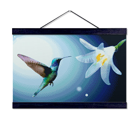 Hummingbird and White Flower - Premium Diamond Painting Kit