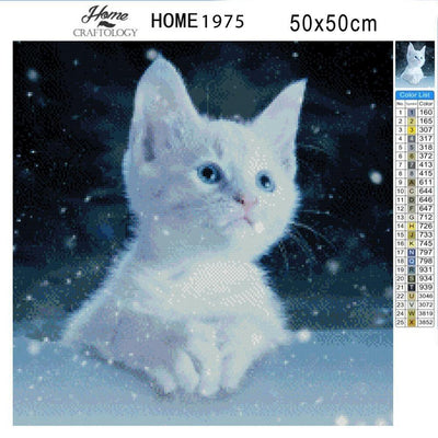 Kitten in Snow - Premium Diamond Painting Kit