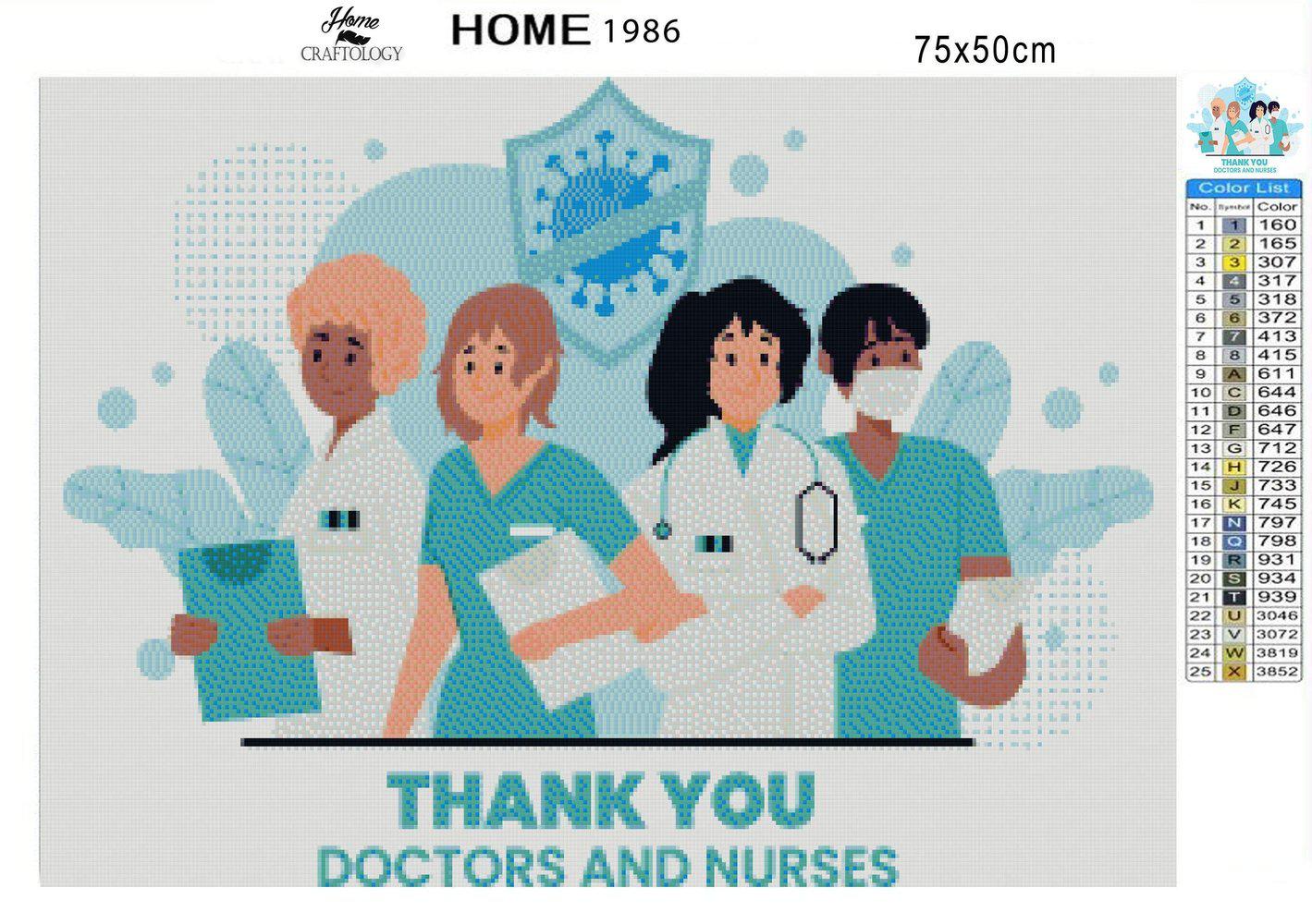 Thank You Doctors and Nurses - Premium Diamond Painting Kit