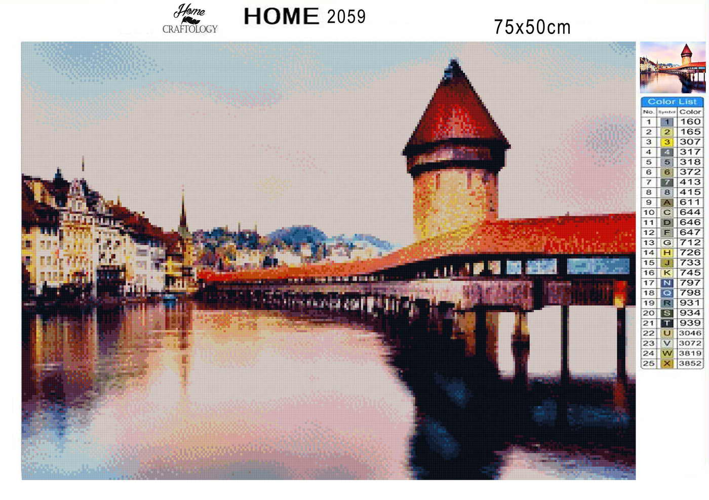 Chapel Bridge in Lucerne - Premium Diamond Painting Kit