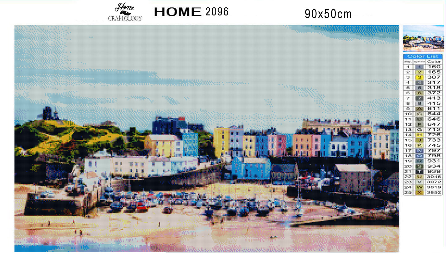 Colored Houses of Tenby - Premium Diamond Painting Kit