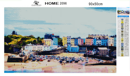 Colored Houses of Tenby - Premium Diamond Painting Kit