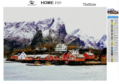 Red Nordic Houses - Premium Diamond Painting Kit