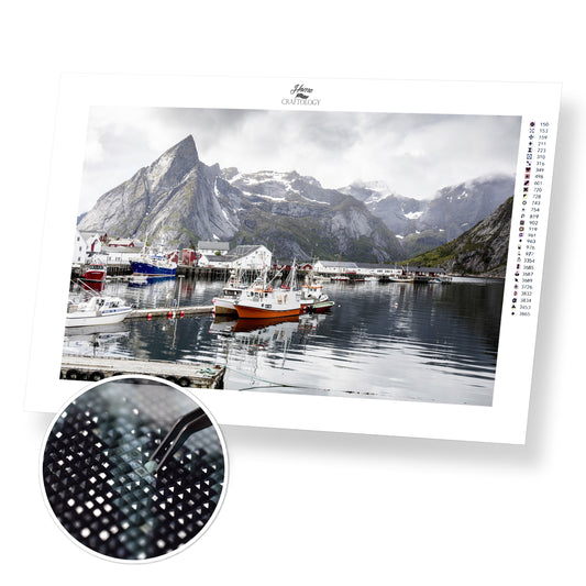 Ships at Fjord - Premium Diamond Painting Kit