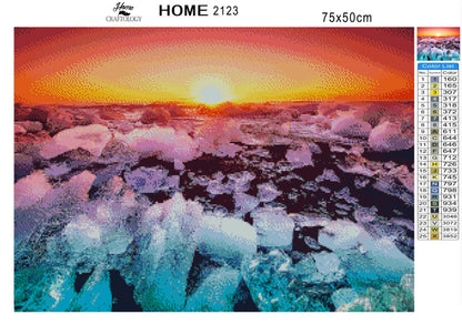 Sunset by the Glacier - Premium Diamond Painting Kit