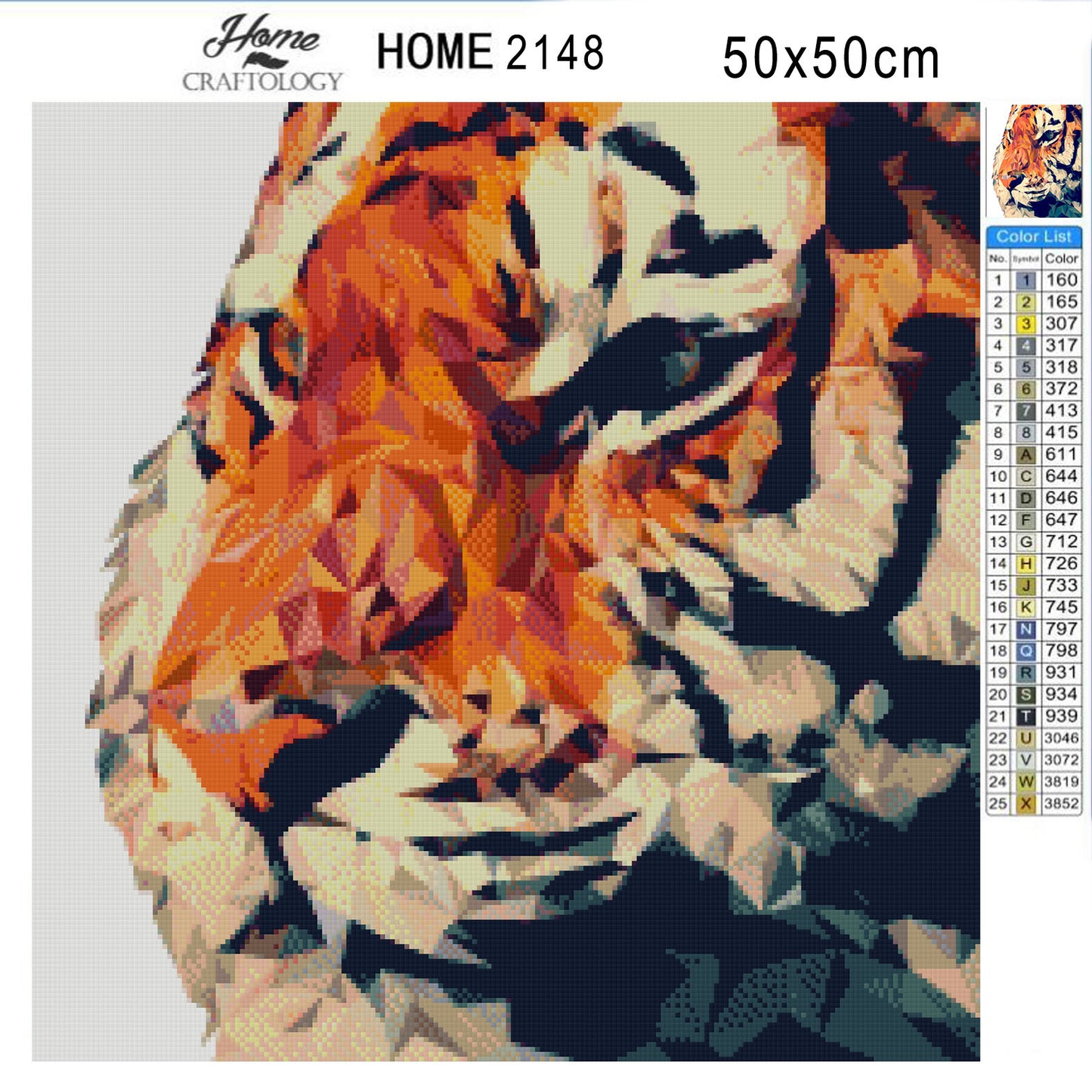 Polygon Tiger - Premium Diamond Painting Kit