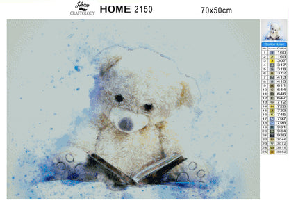 Reading Teddy Bear - Premium Diamond Painting Kit