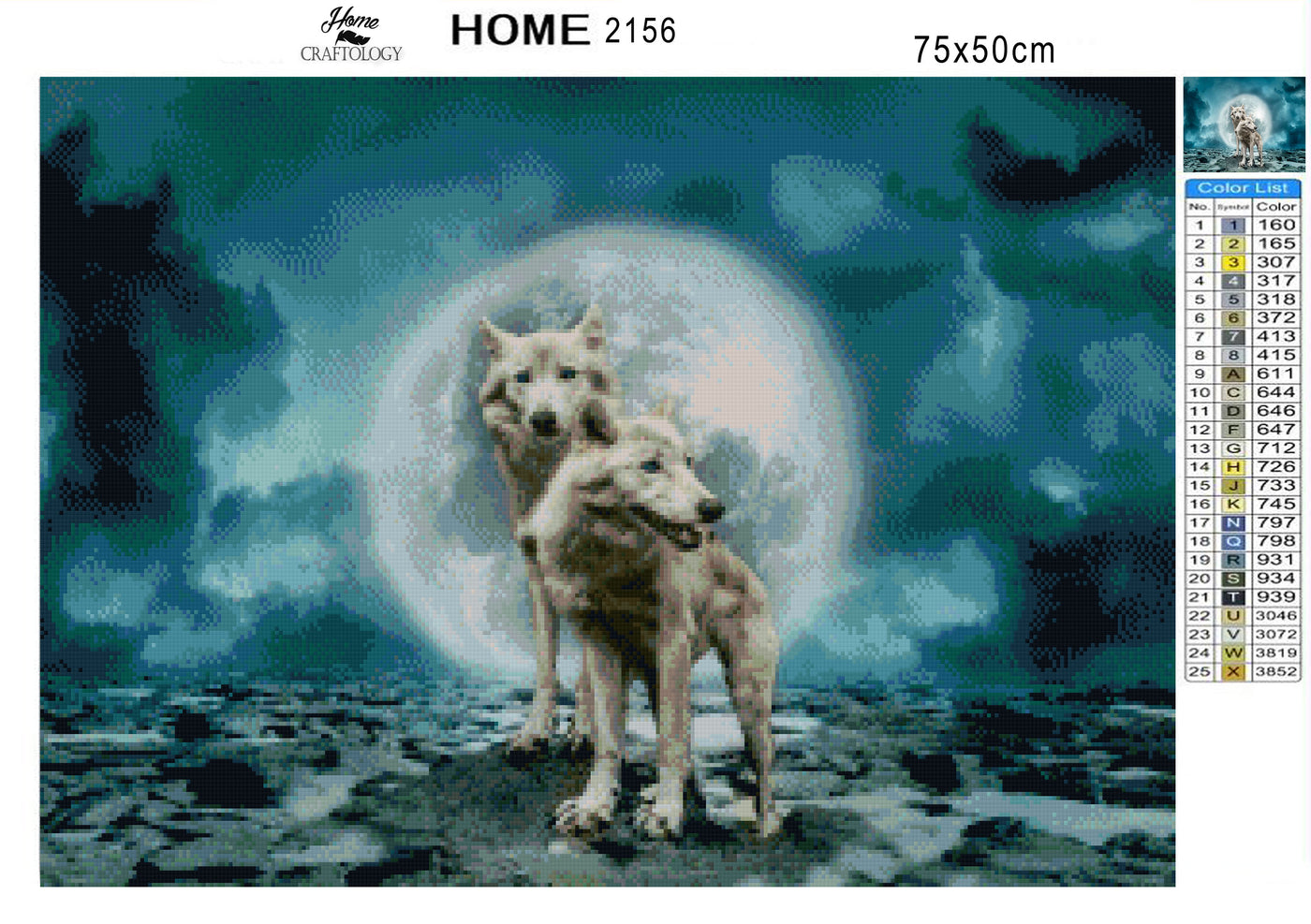 Wolves During Full Moon - Premium Diamond Painting Kit