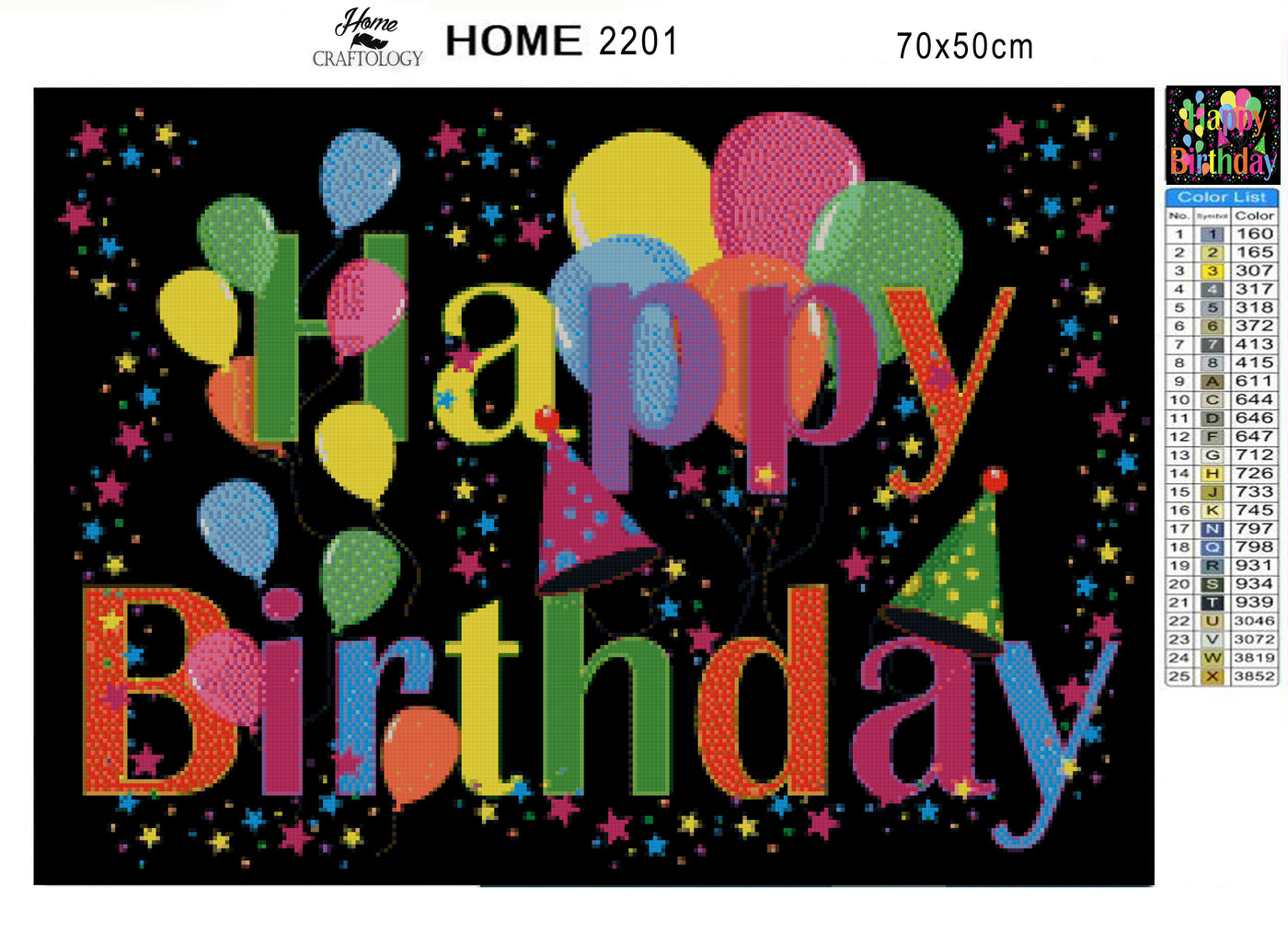Happy Birthday Balloons - Premium Diamond Painting Kit