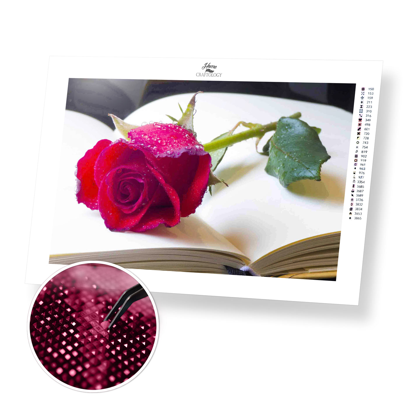 Red Rose on a Book - Premium Diamond Painting Kit