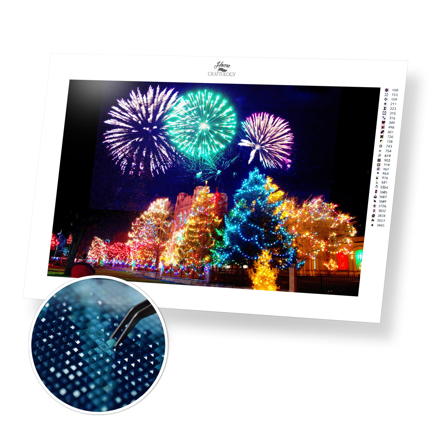 Christmas Lights and Fireworks - Premium Diamond Painting Kit