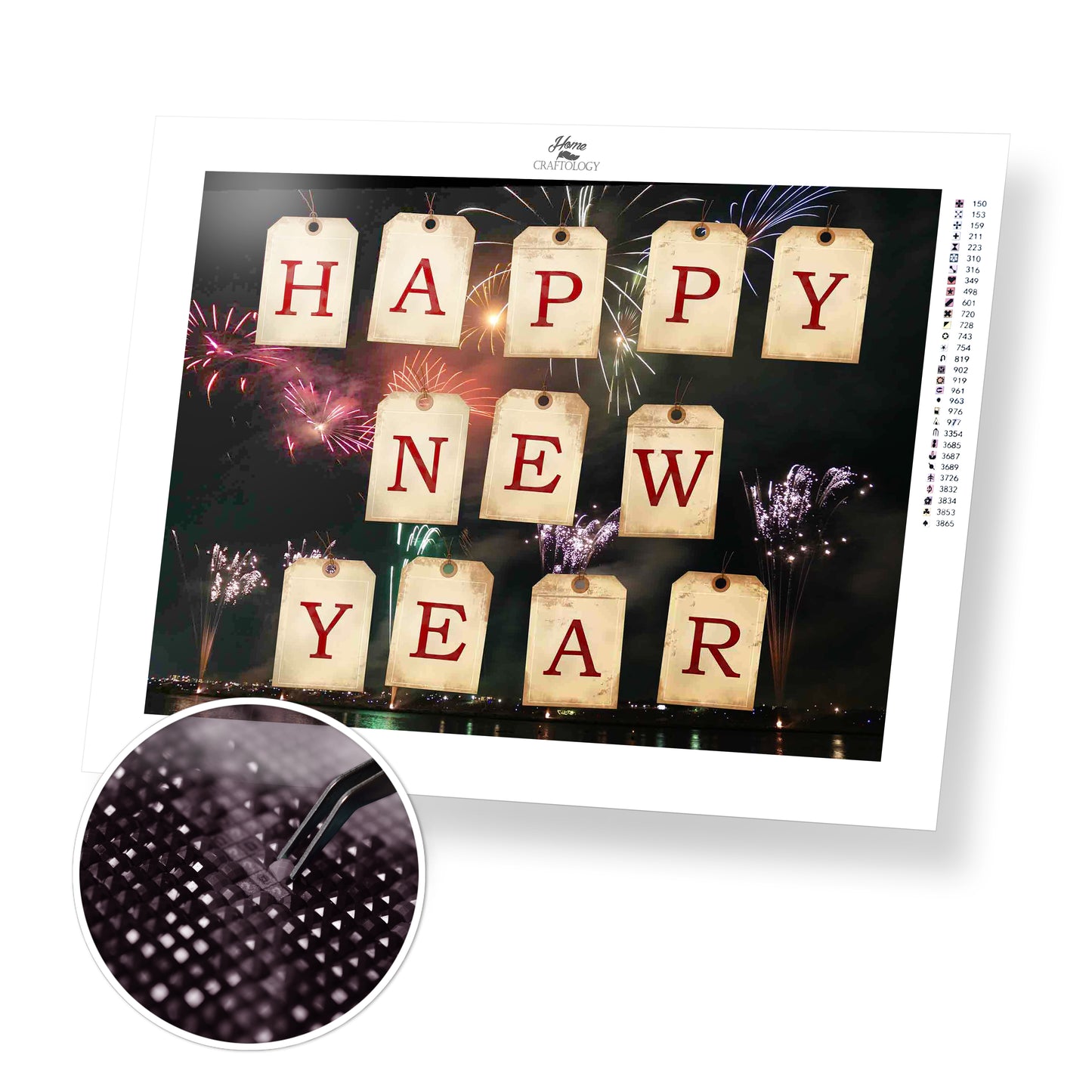 Happy New Year Tags - Premium Diamond Painting Kit