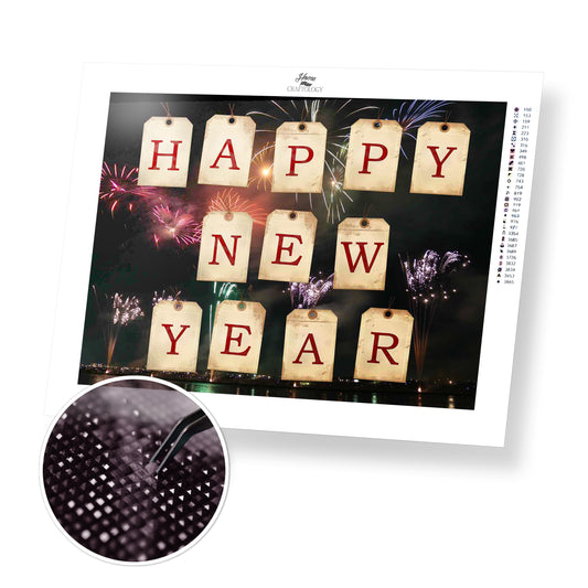 Happy New Year Tags - Premium Diamond Painting Kit