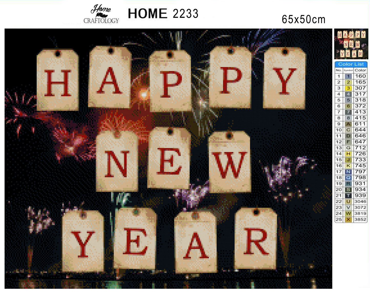 Happy New Year Tags - Premium Diamond Painting Kit