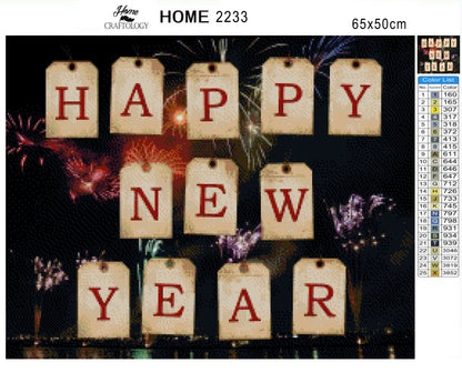 Happy New Year Tags - Premium Diamond Painting Kit