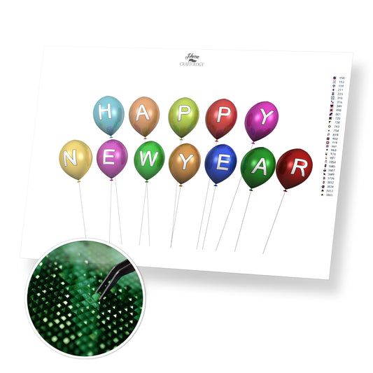 New Year Balloons - Premium Diamond Painting Kit