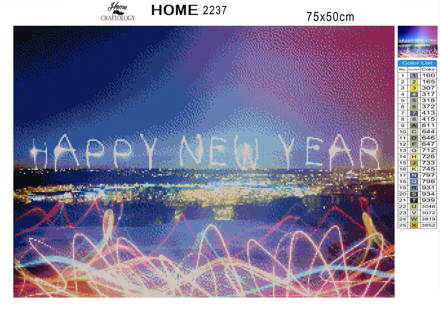 New Year Neon Lights - Premium Diamond Painting Kit