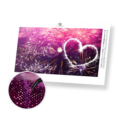 Heart Fireworks - Premium Diamond Painting Kit