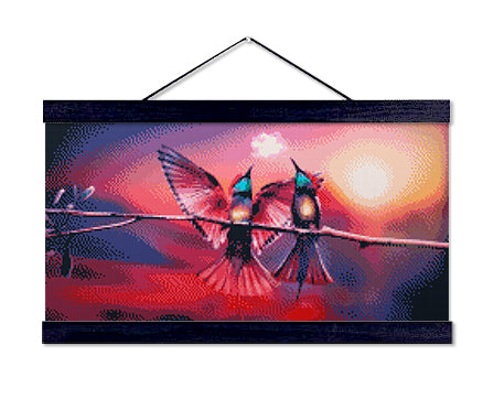 2 Imaginative Hummingbirds - Premium Diamond Painting Kit