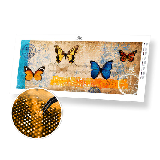 Notes and Butterflies - Premium Diamond Painting Kit