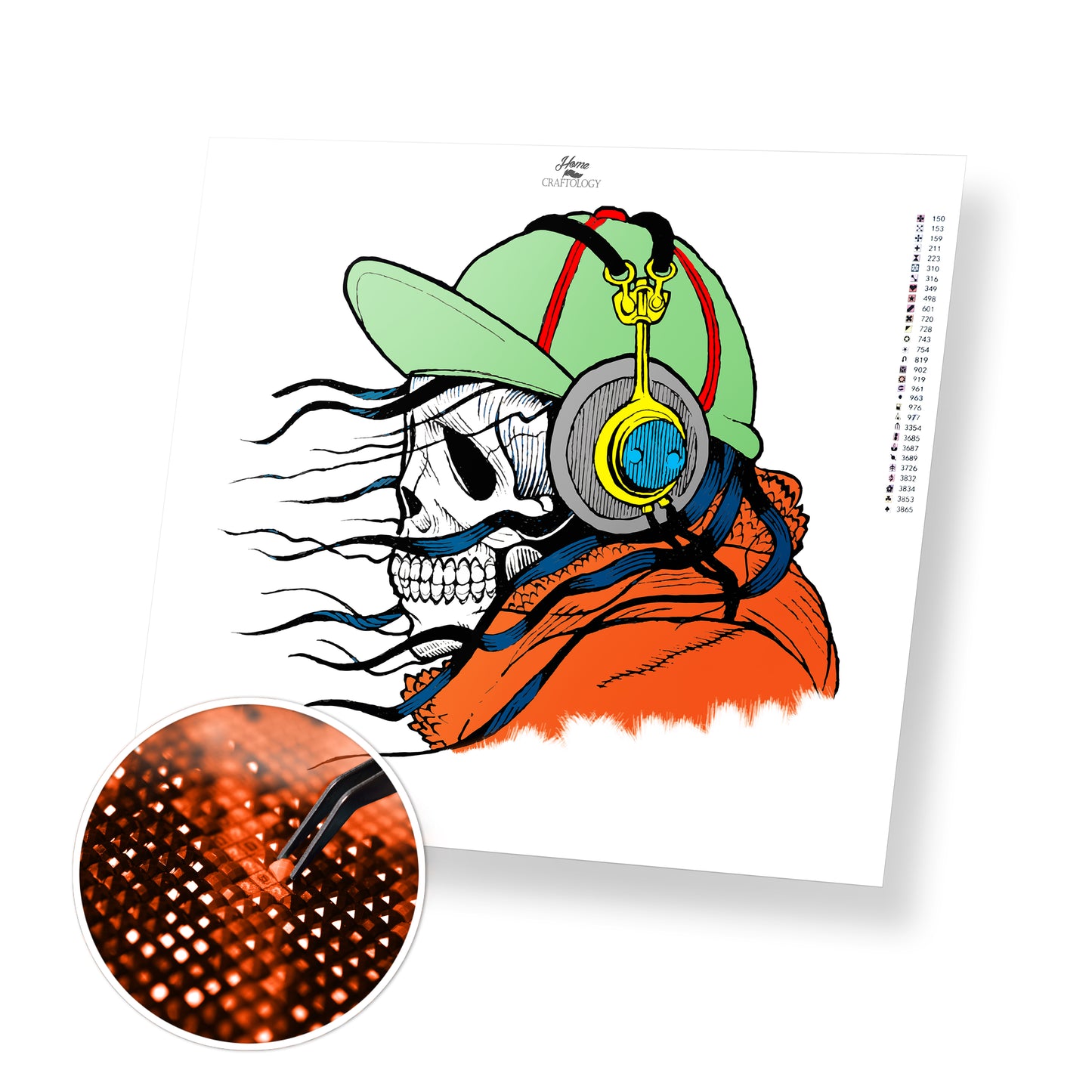 Skeleton Listening to Music - Premium Diamond Painting Kit